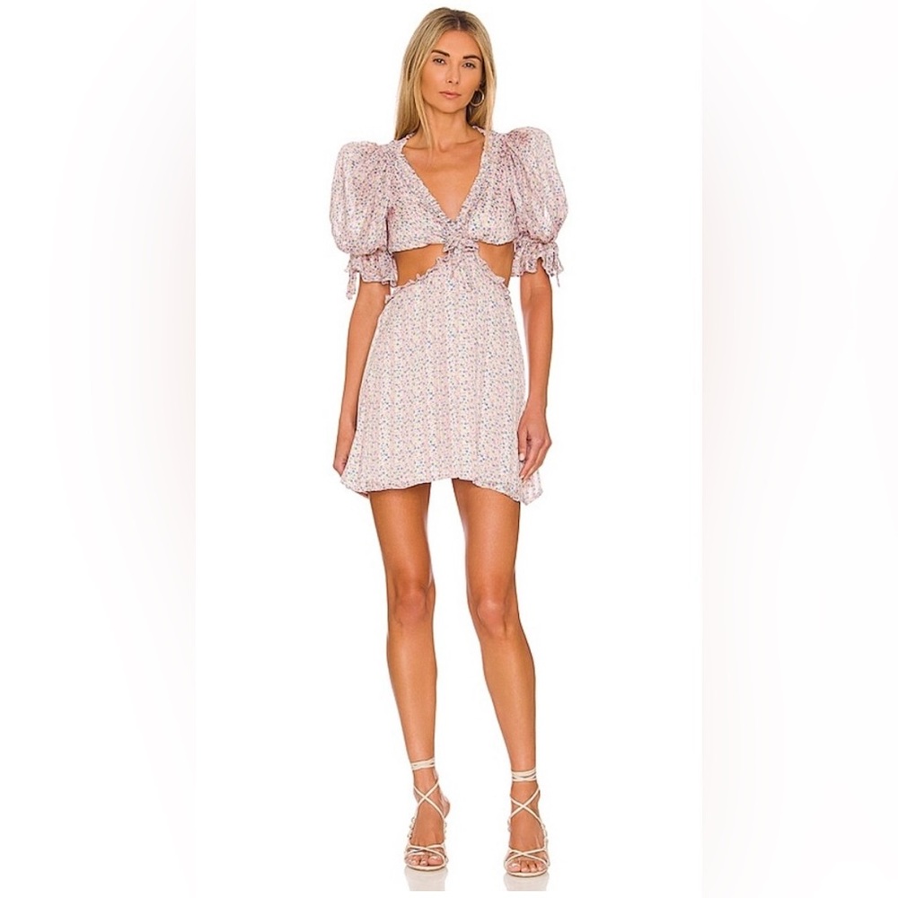 NWT For Love & Lemons Phoebe Floral Cutout Mini Dress Sz S Summer Boho Party - Picture 5 of 9